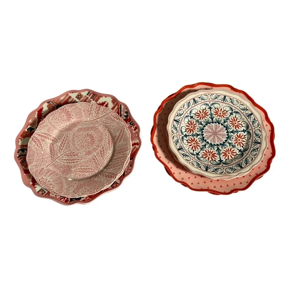 Opal house collection of bright patterned plates 8 in totall 4 different pattern